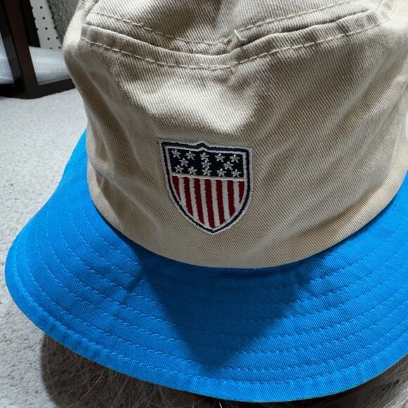 Team USA Bucket Hat Mens One Size Beige Blue Olympic Games Olympiad US Apparel - Picture 2 of 10